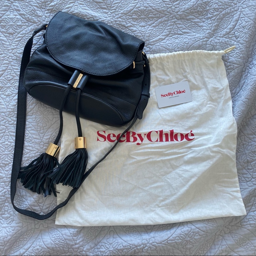 See by Chloe Leather Vicki Bucketbag - Black, Used